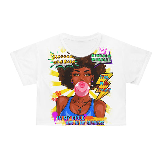 Bold & Blessed Crop Tee (White)