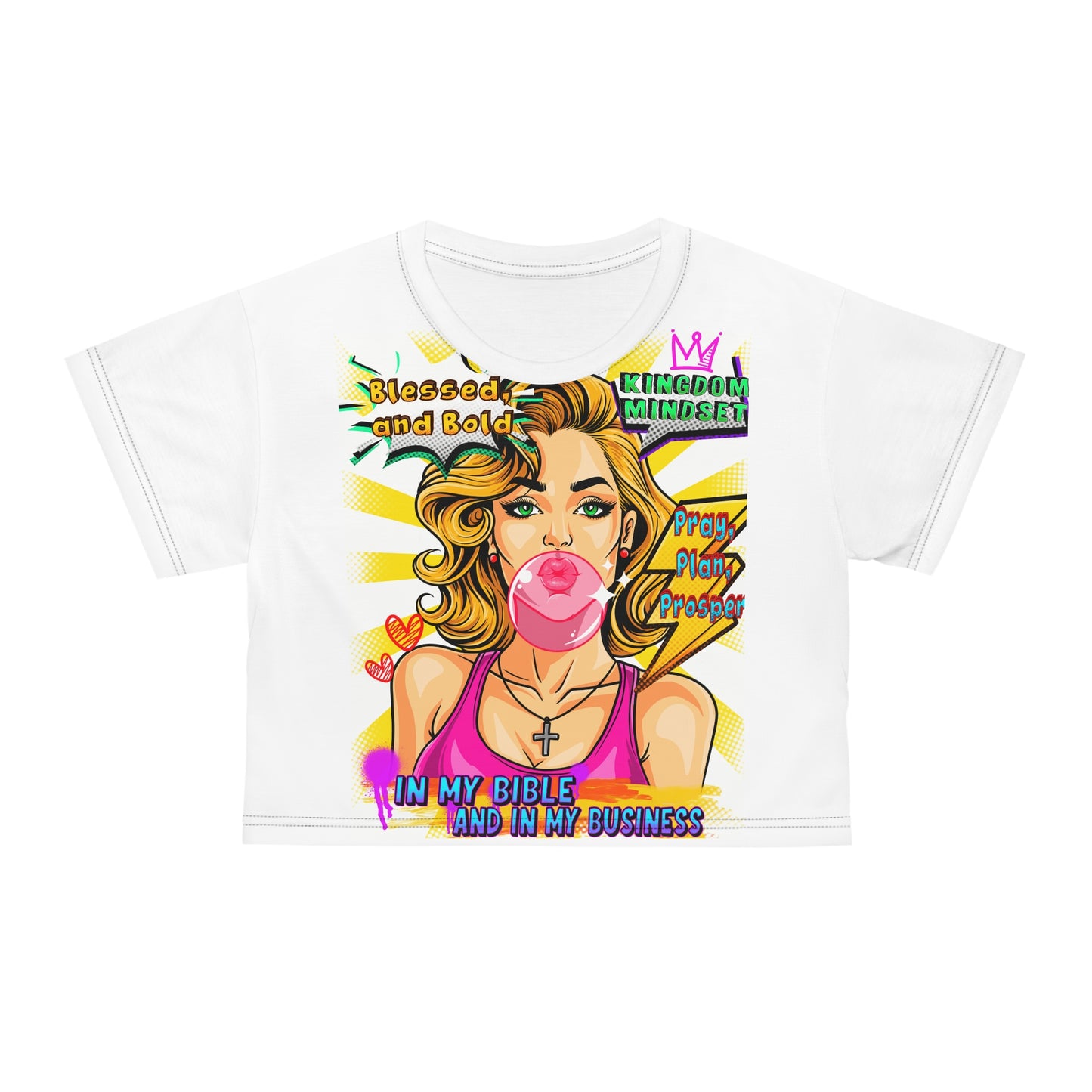 Bold & Blessed Crop Tee (White)